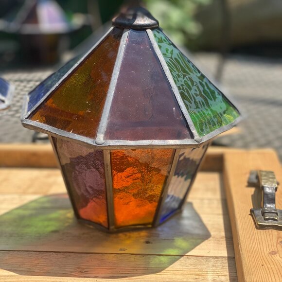 36-(VHD) Vintage. Stained Glass. Hanging. Lamps. - Picture 3 of 10